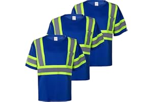 ProtectX High Visibility Short Sleeve Reflective Safety T-Shirt, Men's Heavy Duty Breathable Hi Vis Shirts, Class 2 Type R
