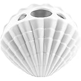 Lilly Pulitzer Shell Bud Vase, Small Decorative Ceramic Bud Vase for Beach House Decor, Nautical Decor in White (Shell)