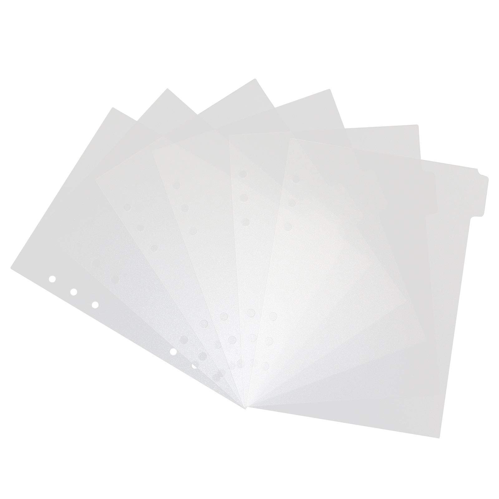Photo 1 of 6 Holes Clear Binder Divider Index with Tabs A5 Transparent PVC Index Divider Sheets 6 Rings Planner Divider Index Page for Binder Notebook Journal, 6 Pcs Per Set