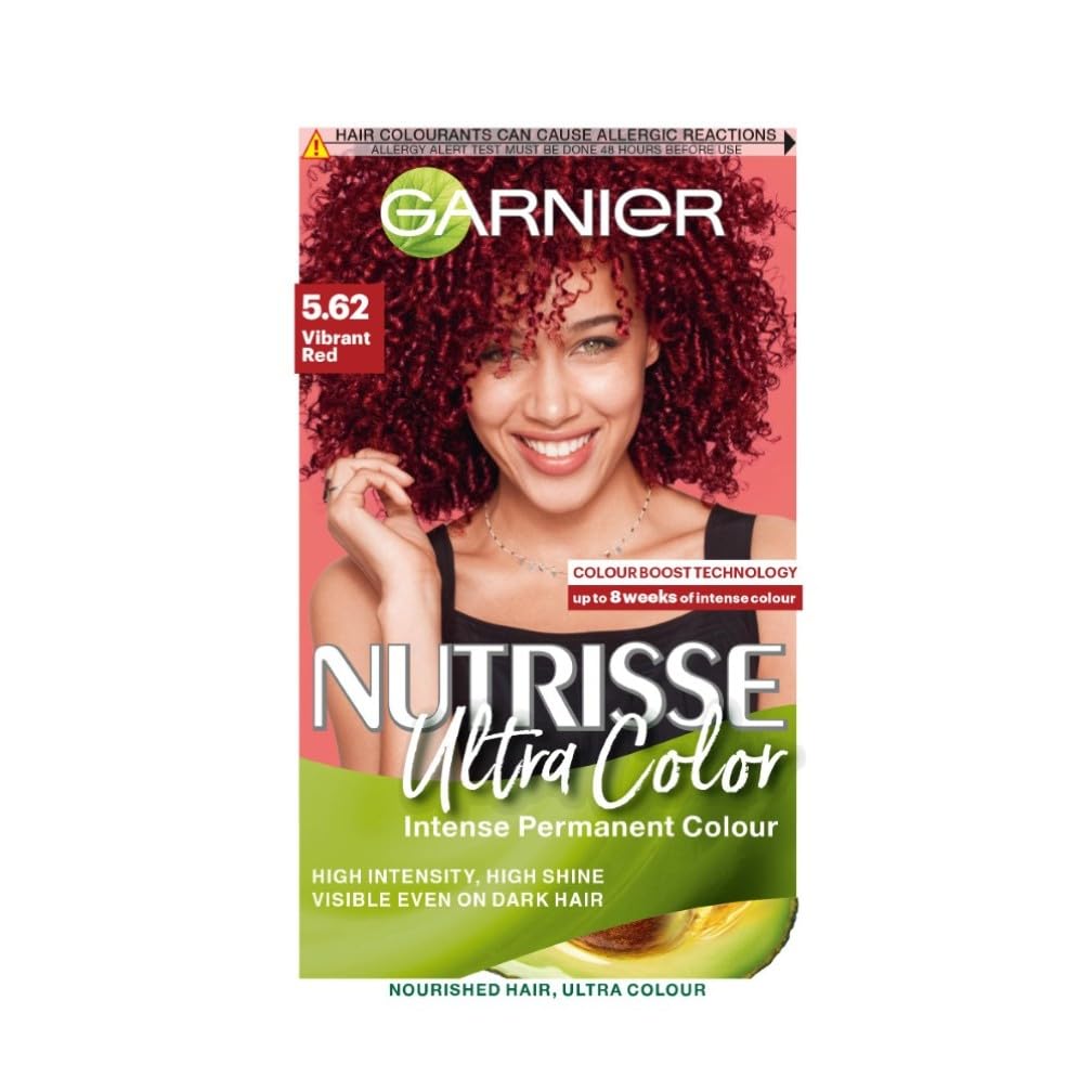 Garnier Nutrisse Ultra Color, Permanent Hair Dye, Intense Colour, For All Hair Types, 5.62 Vibrant Red