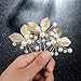 3 Pcs Gold Leaf Handmade Pearls and Clear Crystal Bridal Wedding Hair Pins Clips Head Accessories For Women Styling
