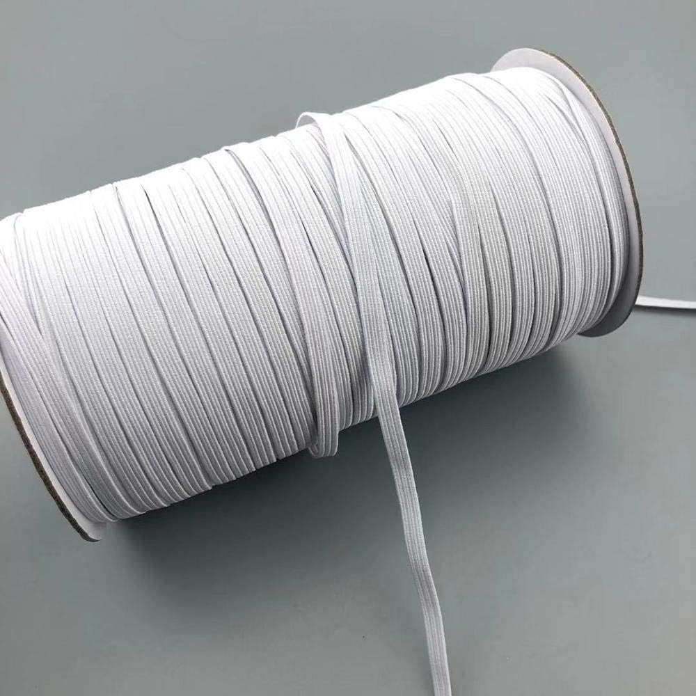 Elastic Bands for face mask - Width Braided Elastic Cord for Crafts,Elastic Rope,Bungee,White Heavy Stretch Knit Elastic Spool for Mask Making Hanging Sewing,6mm,100Yards