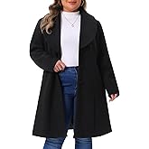 Agnes Orinda Plus Size Winter Coat for Women 2025 Fall Elegant Notched Shawl Collar Single Breasted Outerwear Trench Coat