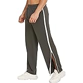 Deyeek Mens Tear Away Basketball Pants 2 Side Zippers Snap Off Full Open Down Sweatpants Leg Post Surgery Pant with Pockets