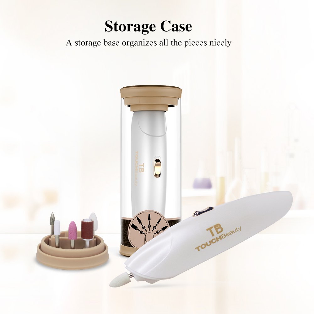 TOUCHBeauty Professional Manicure Pedicure System Nail File Drill Buffer Set Acrylic Nail Tools with LED Light (Delicate Gift Package Version) Golden TB-1333
