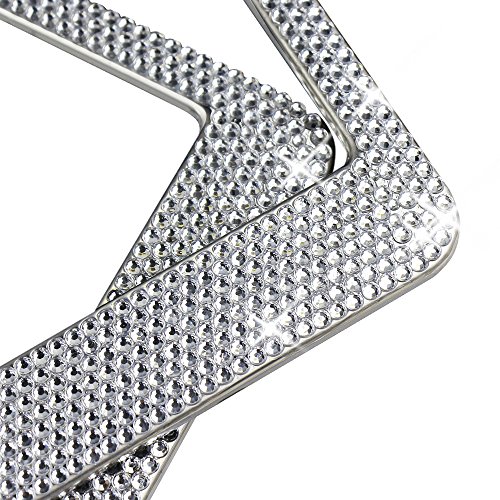 2 Pack Bling License Plate Frame-EZYKOO Sparkly License Plate Holder with 1000+Crystal Rhinestone License Plate Cover Come with Gift Box-Bonus Auto Start Decor Ring