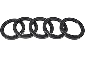 RATCHROLL Universal Oil Seal TC Double Lip W Steel Spring Seal Ring Rotary Shaft Seal 60x80x10mm High Pressure NBR Rubber Black 5 Pcs