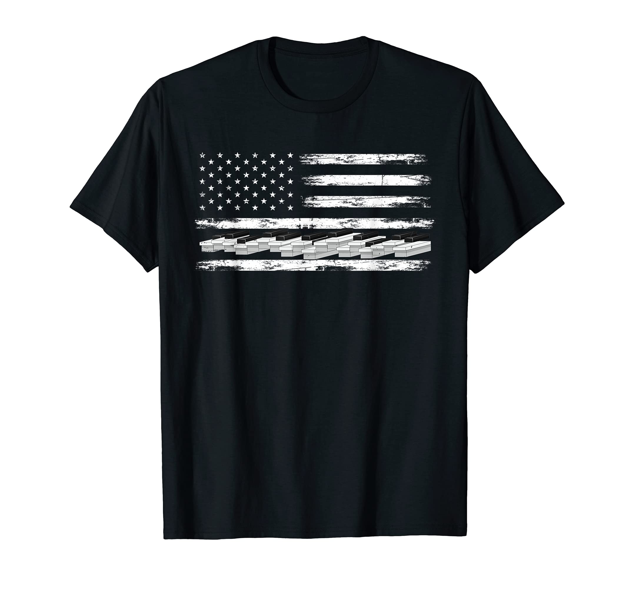 Piano Keyboard Pianist Classical Music USA Flag Piano T-Shirt