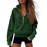 ATHMILE Womens Sweatshirts Half Zip Cropped Pullover Fleece Quarter Zipper Hoodies 2026 Fall Fashion Outfits Clothes