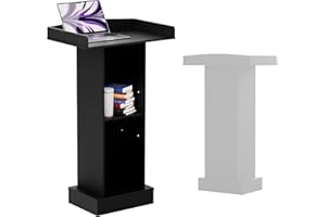LAYBURST Wood Podium,Podium Stand,12MM Particle Board,Stable and Aesthetically Pleasing Pulpit with Storage,Mic Stand Space,Easy Installation Wooden Lectern for Restaurants,Churches,Seminars and Schools