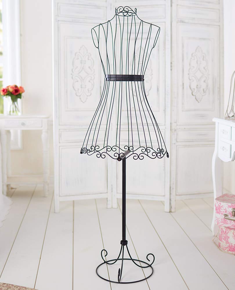 MyGift Designers Black Metal Adjustable Height Wire Frame Dress Form