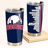 Schian Boston City Skyline Legends Baseball Tumbler - Coffee Mug Insulated Tumbler With Lid - Mother's Day, Father's Day, Birthday, Christmas Gifts For Fans - 20 Oz| Stainless Steel