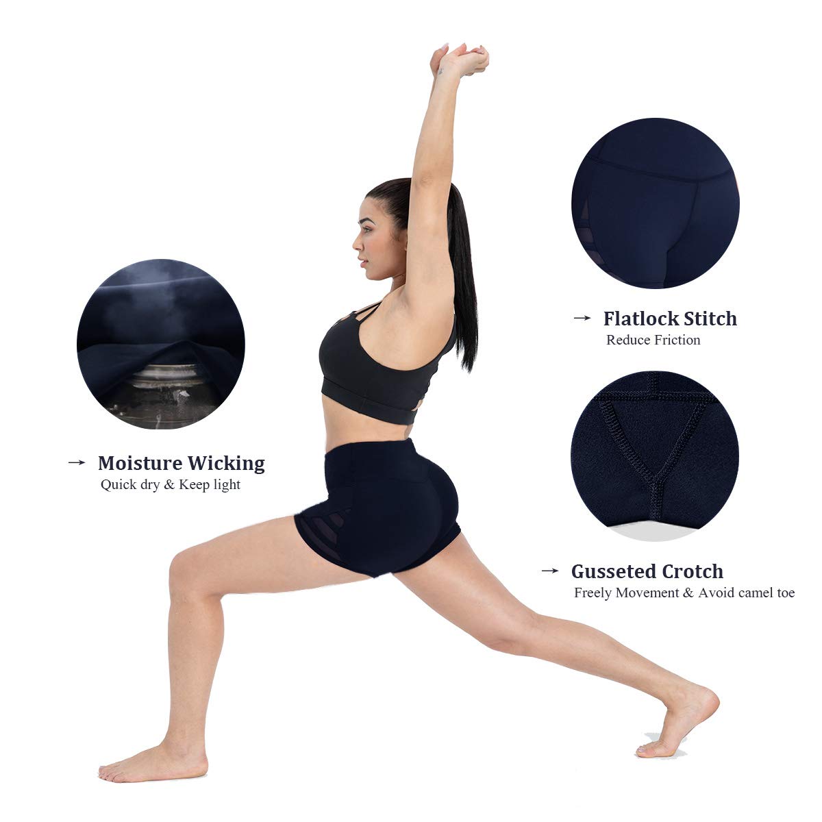 Dielusa Workout Running Shorts for Women 4 Way Stretch Soft Exercise Gym Yoga Shorts XXL Navy Blue