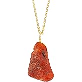 NJCRAFT Raw Gemstone Pendant Necklace for Women |Natural Healing Crystal Rough Pendant 15–25 Carat | Gold Plated Chain 16+2 Inch Adjustable | Gift Jewelry