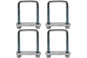 4 Pack Square U-Bolt for Trailer - Fits 2.5 Inch Wide Leaf Springs, Galvanized Steel Clamp Set, Secure Fit for Truck, Boat an