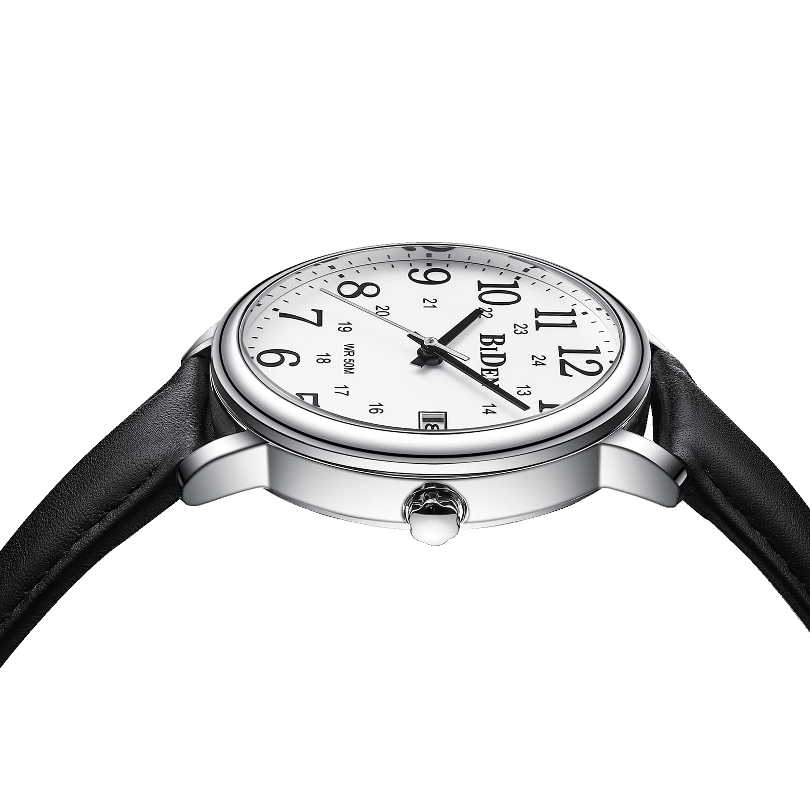 HANPOSH Watches Men's Watch Analogue Quartz Watches for Men Waterproof Wristwatches Men's Fashion Business Watch with Date Leather Strap