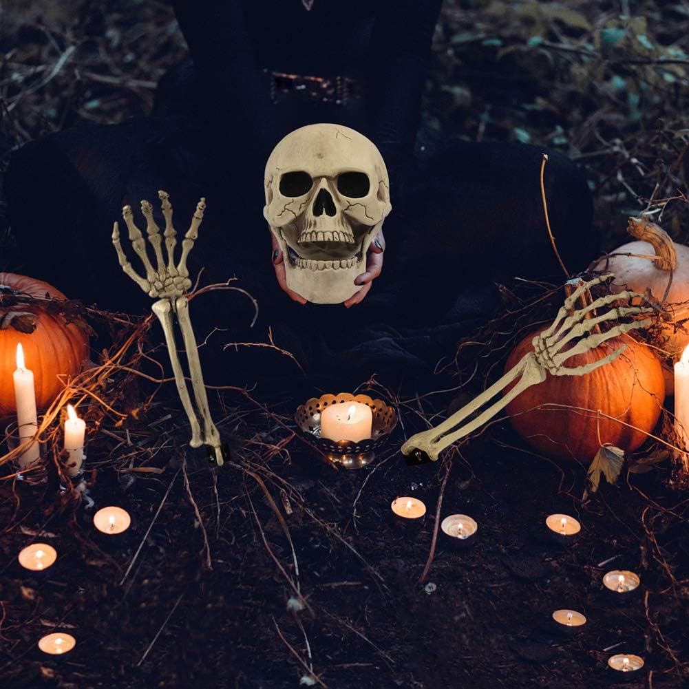 yosager Realistic Skull and Skeleton Arms Stakes, Indoor Outdoor Graveyard Best Halloween Yard Decorations: Garden & Outdoor
