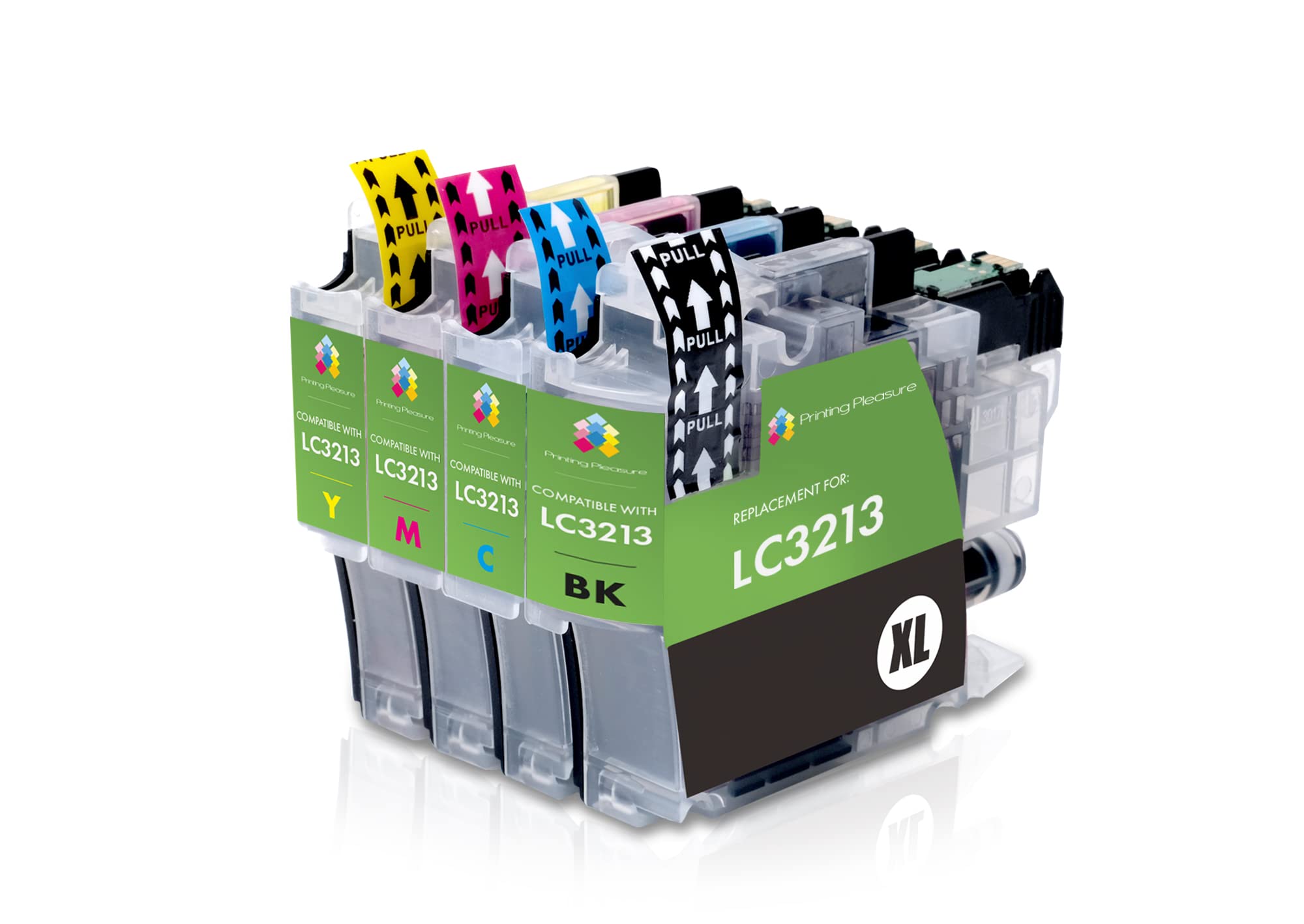 Printing Pleasure SET of 4 Printer Ink Cartridges compatible with MFC-J890DW, MFC-J895DW, DCP-J772DW, DCP-J774DW | LC-3213 LC3213BK LC3213C LC3213M LC3213Y