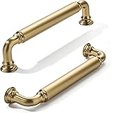 khtumeware 10-Pack Champagne Bronze Heavy-Duty Solid Cabinet Pulls, 5 Inch (128mm) Hole Center, Satin Brass Drawer Pulls, Cab