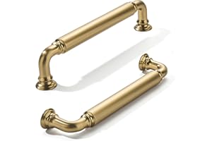 khtumeware 10-Pack Champagne Bronze Heavy-Duty Solid Cabinet Pulls, 5 Inch (128mm) Hole Center, Satin Brass Drawer Pulls, Cabinet Hardware, Suitable for Kitchen Cabinets, Bathrooms and Dressers