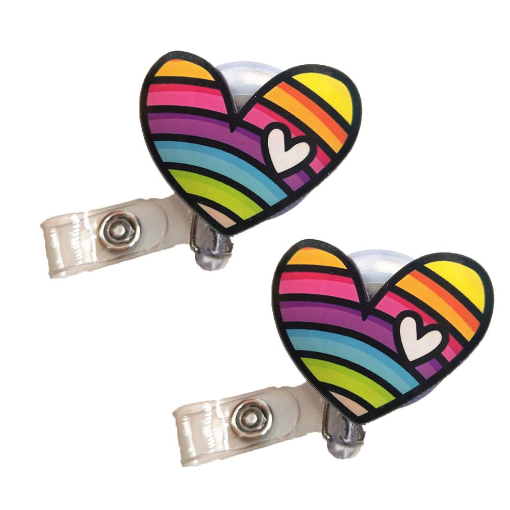 Fashion Cute Badge Reel Retractable ID Card Badge Holder with Belt Clip Door Pass Holder for ID Cards Keys (2PCS, G Type)