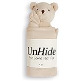 UnHide Lil' Marsh Lovey - Super Soft Baby Blanket with Stuffed Animal - Perfect for Home, Travel and On The Go - 20' x 20', Bear
