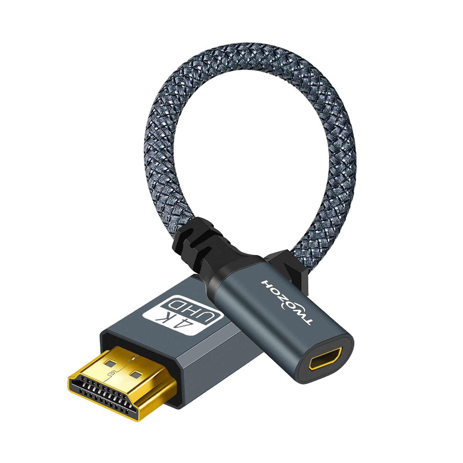 Twozoh Full size HDMI to Micro HDMI Female Adapter Cable, Micro HDMI Socket to HDMI Adapter Cable support 3D/4K 1080p.(20CM/0.6FT)