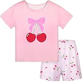 MHJY Girls Pajamas Short Sleeve Pajamas for Kids Soft Shirt & Shorts Girls Pajama Set