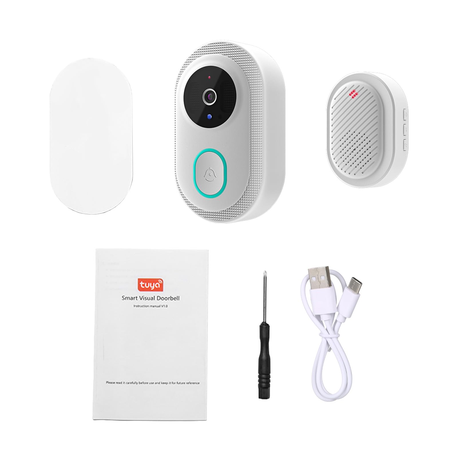 Swokely Smart Doorbell Ring Door Camera Infrared Night Viewing WiFi Wireless Video Bell Camera Rechargeable Video Intercom Doorbell Two-Way Audio Long Transmission Range