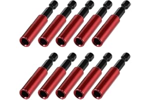 Saipe 10pcs 60mm Magnetic Drill Bit Holder, 1/4 Inch Hex Shank Screwdriver Bit Holder Drill Bit Extension Set, S2 Steel Screwdriver Extension Socket, Drill Bit Extender for Impact Driver