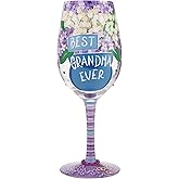 Enesco Designs by Lolita Best Grandma Ever Hand-Painted Artisan Wine Glass, 15 Ounce, Multicolor
