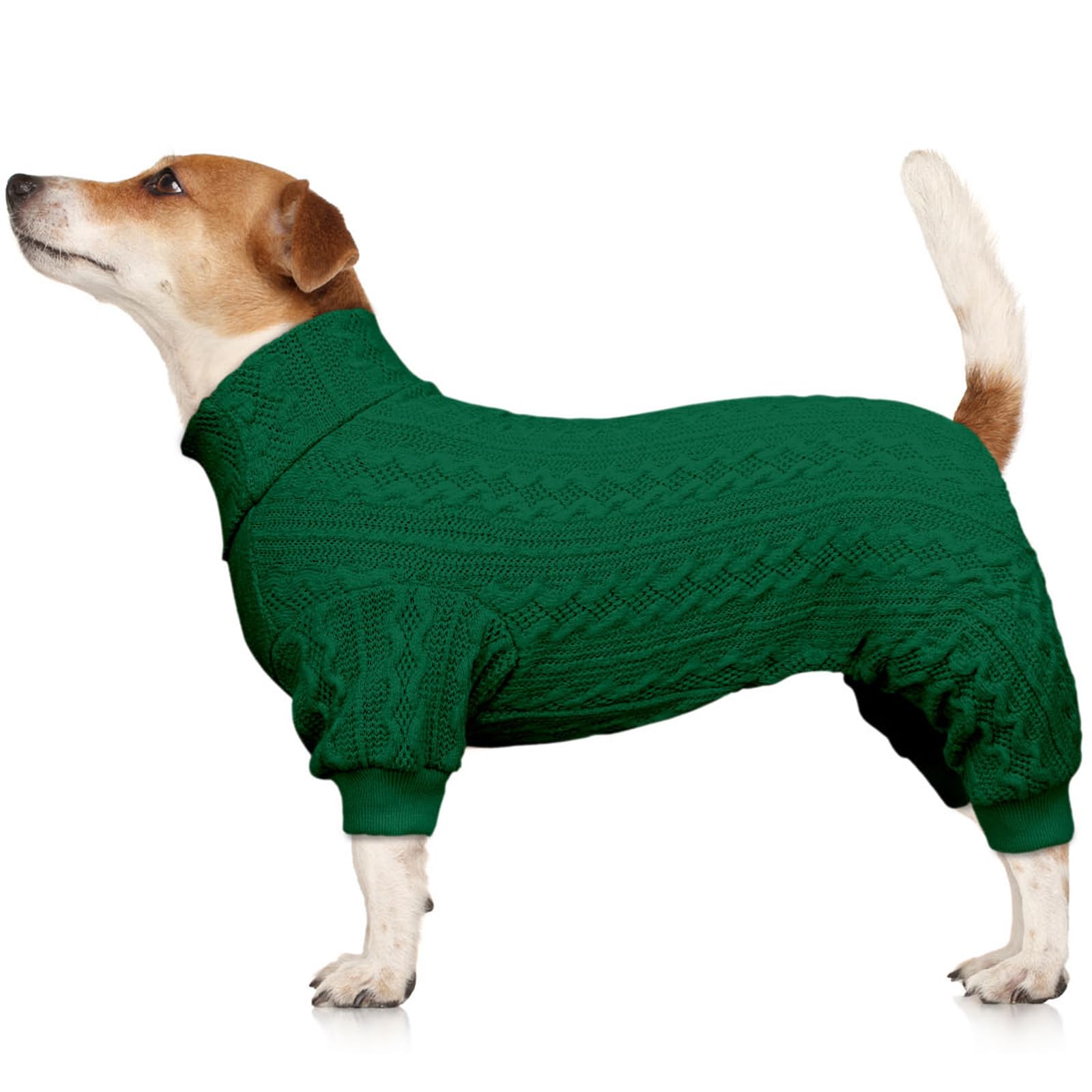 Photo 1 of Dog Sweaters for Large Dogs Turtleneck Knitted Pet Clothes Solid Color Puppy Sweater Warm Dog Sweater(Green&XL)
