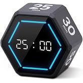 KADAMS Pomodoro Timer Cube, Visual Timer for Kids, Productivity Desk Timer | 3/5/10/25/30/50 Countdown Countup, Pomodoro Technique, Silent Vibration Work Study Workout Offices Kitchen Gift for Kid
