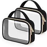 Wedama TSA Approved Toiletry Bag, 2 Pack Clear Makeup Bags with Handles, Quart Size Clear Toiletry Bags, PVC Cosmetic Bags fo