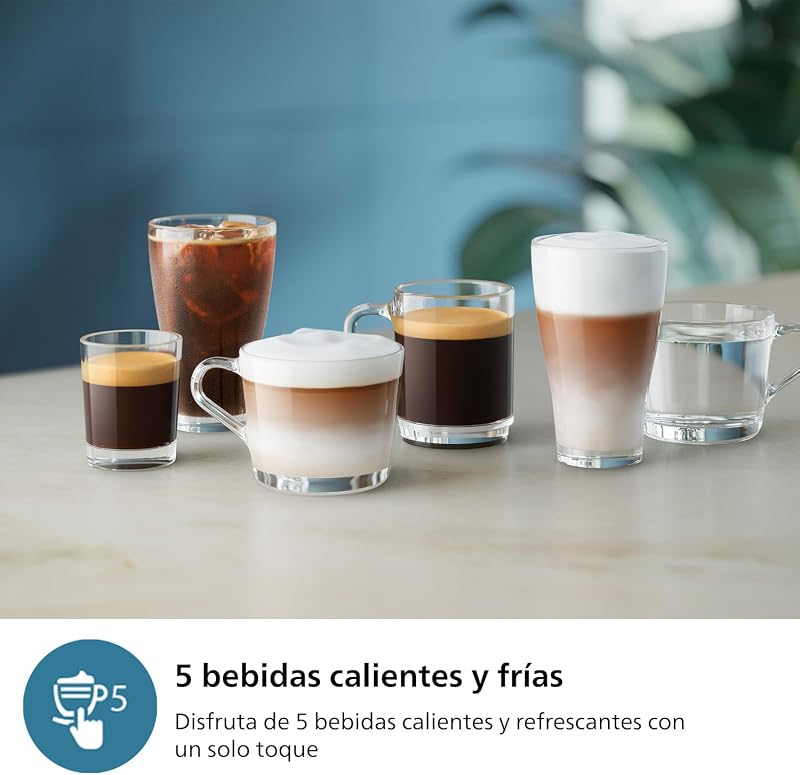 Máquina de café superautomática philips série 3300 - espumador de leite clássico, 5 tipos de café personalizáveis, extração silenciosa silentbrew, tela sensível ao toque. cromado preto (ep3326/90)