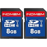 INDMEM SD Card 8GB 2 Pack UHS-I U1 Class 10 8G SDHC Flash Memory Card Compatible with Digital Camera, Computer, Trail Cameras