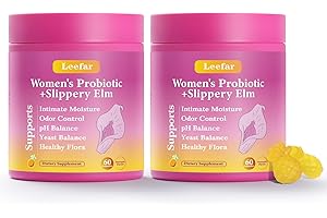 Leefar Her Juicy Feminine Probiotics Gummies with Slippery Elm Supports pH Balance Gut Health & Immune System Promote Vaginal Health for Women 120 Pineapple Gummies