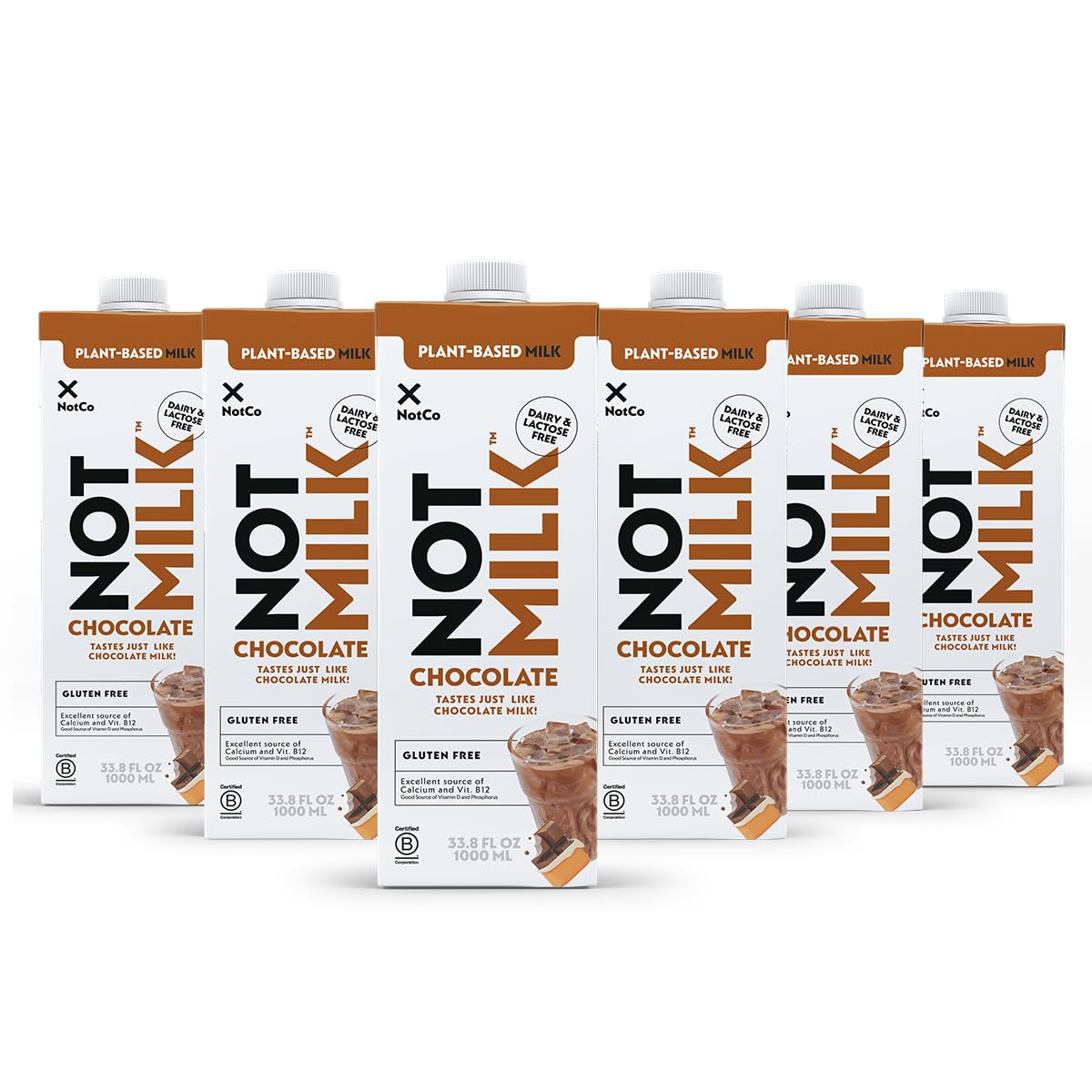 NotMilk Chocolate Plant-Based Milk Alternative, 33.8 Fl Oz (Pack of 6) - Shelf-Stable, Lactose-free, Vegan, Non-GMO