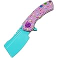 WIOKINY Folding Cleaver Donut Colorway EDC Pocket Knife G10 Handle Unique Pocket Folding Knives