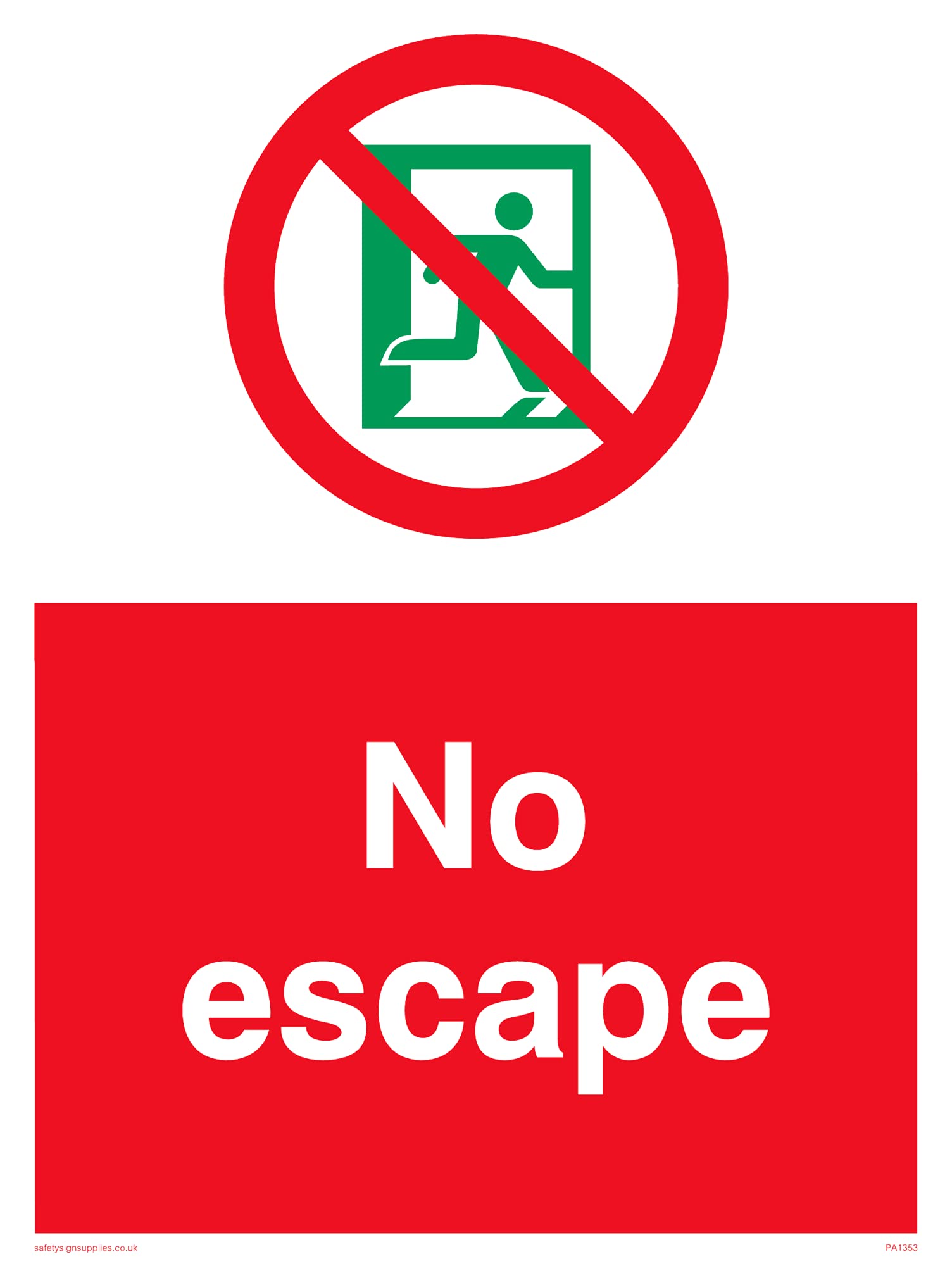 Pack of five - No Escape (emergency Exit) Sign - 150x200mm - A5P