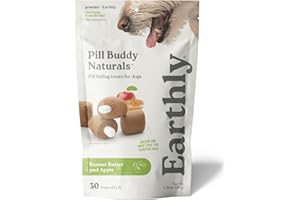 PRESIDIO Earthly Pill Buddy Naturals - PB & Apple Recipe Pill Hiding Treats for Dogs - Make A Perfect Pill Concealing Pocket Or Pouch for Any Size Medication - 30 Servings