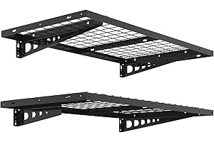 FLEXIMOUNTS 2 Pack 2x4ft Garage Storage 24x48 inch Heavy Duty Bike Wall Shelving Rack, 440lbs Total Weight Capacity, Black, Pro Series