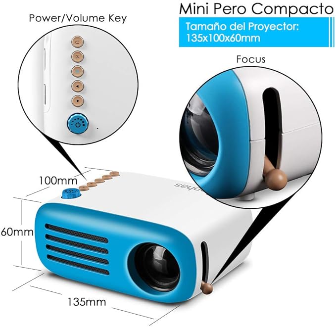 Mini Proyector ELEPHAS, Proyector LED portátil móvil Regalo para ...