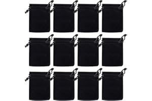 Nydotd 100pcs 2 X 2.8 inch Black Velvet Cloth Jewelry Pouches Velvet Drawstring Bags Christmas Candy Gift Bag Pouch for Weddi