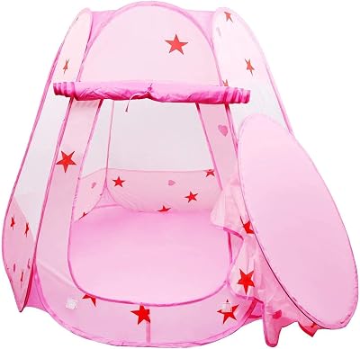 Tech Traders Princess Pop Up Playhouse Pink 47x35 Inch Foldable Tent