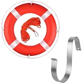 Life Ring 23"/28" Boat Safety Throw Buoy with Reflective Tape &amp; Grab Lines - Orange Life Rings for Boats,Includes Water Floating Saving Rope