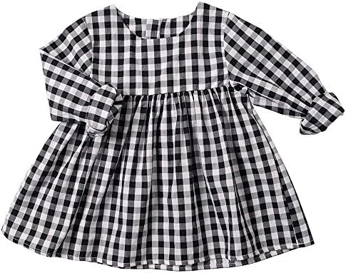 Baby Girl Dress Tutu Organic Top Plaid A Shaped 9-48m (18-24m, Black)