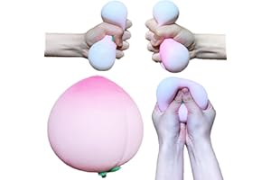 KAWAITE Squishy Stress Balls Peach Squeeze Ball 1 Pack, Fun Dough Ball Stretchy Fidget Toys Stress Ball for Kids ＆ Adults, Ideal for Autism/ADHD/Teens Anxiety