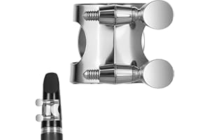 STYQUENZER Clarinet Ligature, Brass Clarinet Ligature B Flat with Adjustable Screw Silver Clarinets Mouthpiece Pad Fastener Mouthpiece Cover Practical Clarinets Accessories for Woodwinds Instrument
