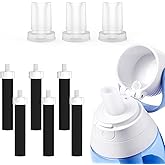 GLACIER FRESH Bite Valve and Filter Replacement for Brita Water Bottle - 6 Pack Filters and 3 Pack Silicone Mouthpieces for Stainless Steel and Plastic Bottles